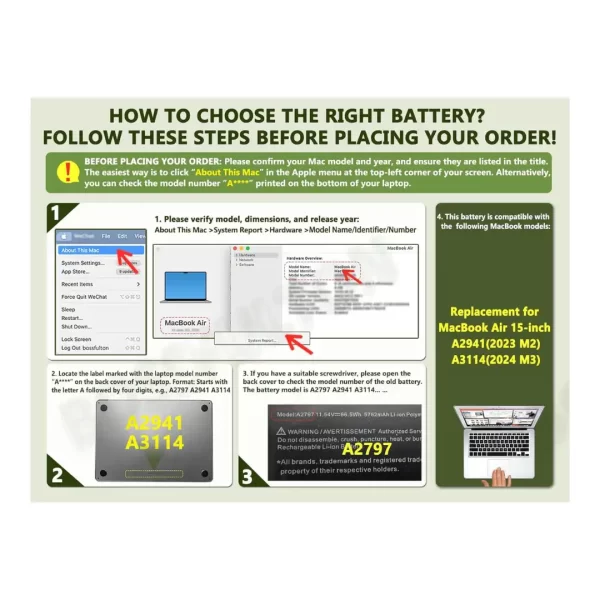 Laprite MacBook Air 15" A2941 Battery 3